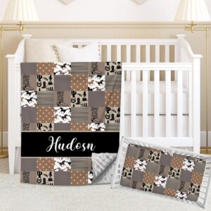 personalized cowboy crib bedding set for baby boys, custom baby boy crib bedding set with name, western nursery bedding, 2 piece crib bedding set, name crib comforter, crib fitted sheet for baby