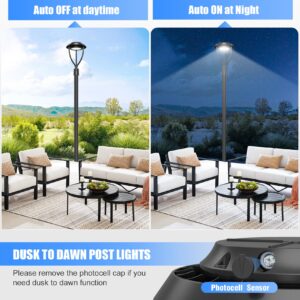 150W LED Post Top Light with Photocell, 150W 120W 90W Adjustable 21000Lm 5000K Outdoor Pole Lights, IP65 Waterproof Post Light Fixtures for Garden Yard Pathway Lighting ETL DLC Listed AC100-277V