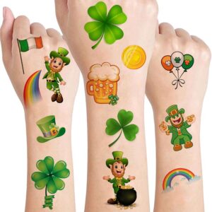 JOEHAPY 229+ PCS St. Patrick's Day Tattoo Stickers For Kids Men Women, Saint St Patricks Day Temporary Tattoos Adult, 28 Sheets Green Shamrock Tattoos Irish Party Favor Supply Lucky Four Leaf Clover