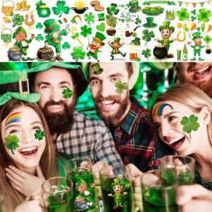 JOEHAPY 229+ PCS St. Patrick's Day Tattoo Stickers For Kids Men Women, Saint St Patricks Day Temporary Tattoos Adult, 28 Sheets Green Shamrock Tattoos Irish Party Favor Supply Lucky Four Leaf Clover