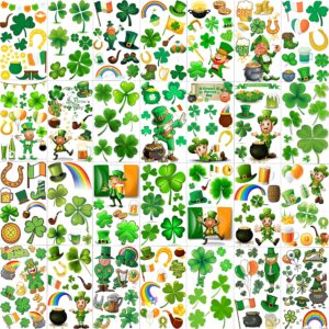 joehapy 229+ pcs st. patrick's day tattoo stickers for kids men women, saint st patricks day temporary tattoos adult, 28 sheets green shamrock tattoos irish party favor supply lucky four leaf clover