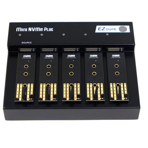 EZ Dupe 1 to 4 M.2 Duplicator - M.2 NVMe / M2 SATA NGFF (PCIe/ACHI NVMe) B Key, M Key, B+M Key 2230 2242 2260 2280 Module Internal SSD Cloner Copier 45MB/Sec MiniNVMe Plus