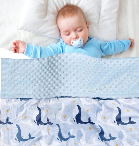 Baby Blanket Super Soft Minky Blanket Blue Whale Blanket with Dotted Backing for Newborns Nursery Stroller Receiving Toddlers Crib Bedding for Boy or Girl(30 x 40 Inch) (Whale)