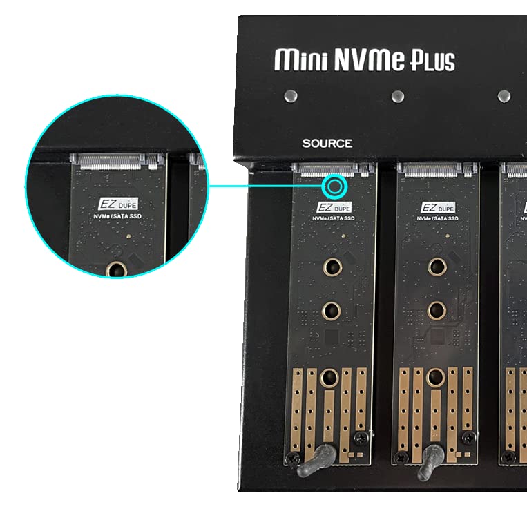 EZ Dupe 1 to 4 M.2 Duplicator - M.2 NVMe / M2 SATA NGFF (PCIe/ACHI NVMe) B Key, M Key, B+M Key 2230 2242 2260 2280 Module Internal SSD Cloner Copier 45MB/Sec MiniNVMe Plus