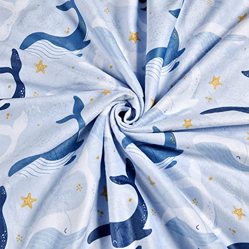 Baby Blanket Super Soft Minky Blanket Blue Whale Blanket with Dotted Backing for Newborns Nursery Stroller Receiving Toddlers Crib Bedding for Boy or Girl(30 x 40 Inch) (Whale)