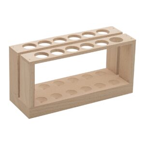 EISCO Wooden Test Tube Rack - Holds 12 x 15mm Diameter Tubes - 6" Wide, 2.7" Tall - Economy Unfinished Hardwood Construction Labs