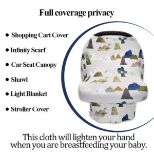 Baby Carseat Cover & Infant Car Seat Insert and Strap Covers, Adventure Mountain Minky Carseat Head Support for Boys