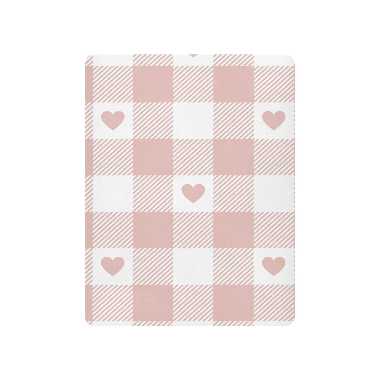 Valentine's Day Plaid Baby Crib Sheets Soft Toddler Bed Sheets Breathable Mattress Cover Playard Sheet for Girls Nursery Stroller Crib Mattress Infant, 52 * 28 * 9in