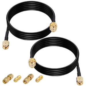 capchang sma antenna cable rg174 coaxial cable 2-pack 10ft sma female to sma male bulkhead add-on sma to sma/rpsma adapter kit for 4g lte router gateway cellular rtl sdr dongle ads-b receiver