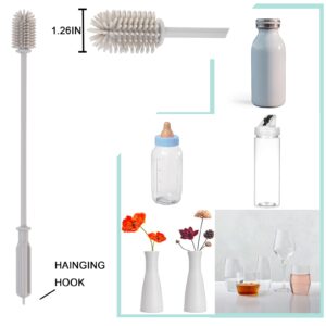 Obsoorth Silicone Bottle Brush Extra Long Handle Food Grade 360 Rotating Glassware Cleaner for Washing Baby Nipple, Narrow Neck Containers (15", Gray)