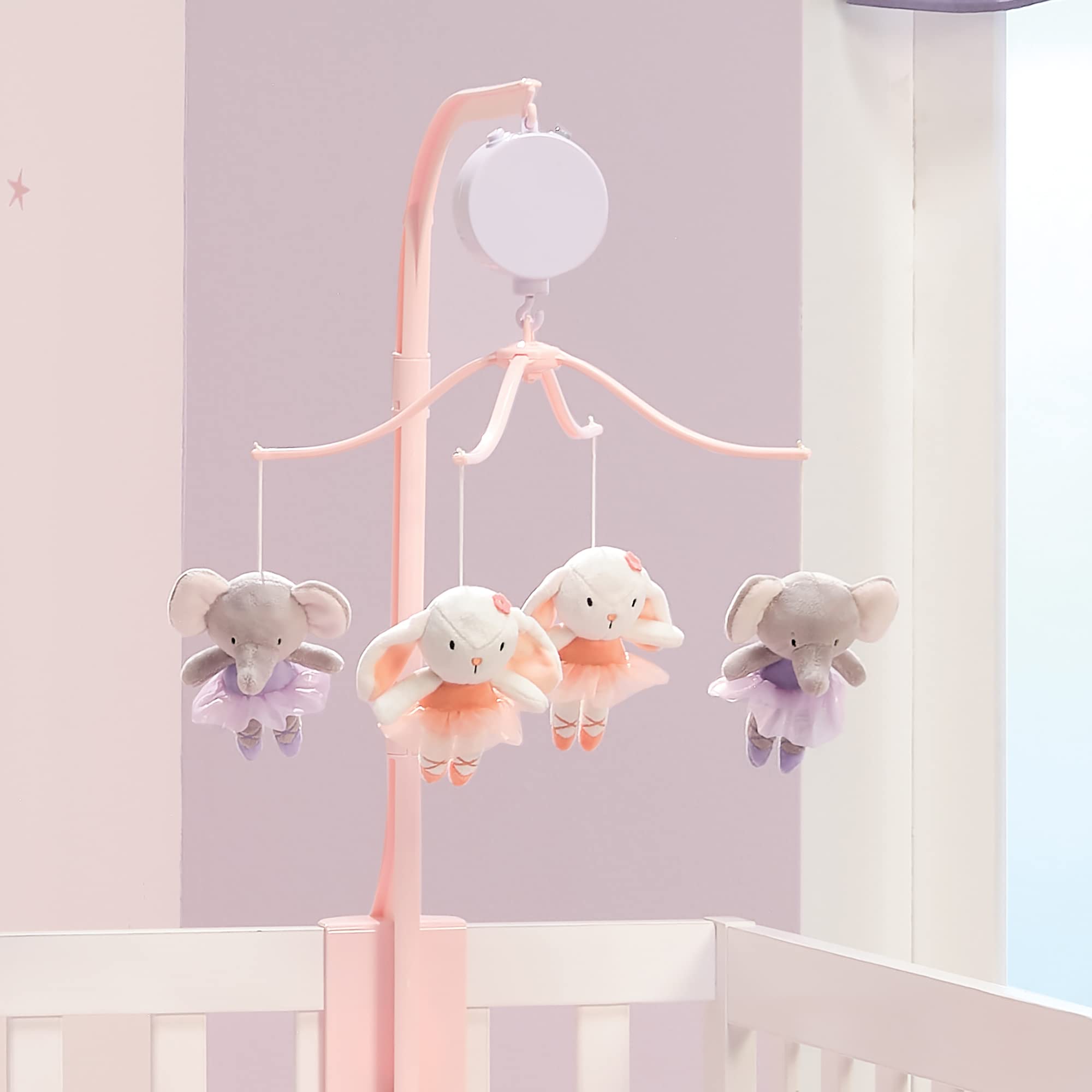 Bedtime Originals Tiny Dancer Musical Baby Crib Mobile - Pink, Animals, Elephant