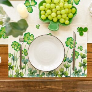 Artoid Mode Clover Shamrock St. Patrick's Day Placemats Set of 4, 12x18 Inch Seasonal Holiday Table Mats for Party Kitchen Dining Decoration