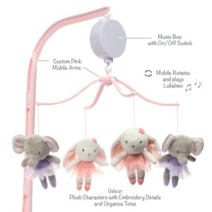 Bedtime Originals Tiny Dancer Musical Baby Crib Mobile - Pink, Animals, Elephant