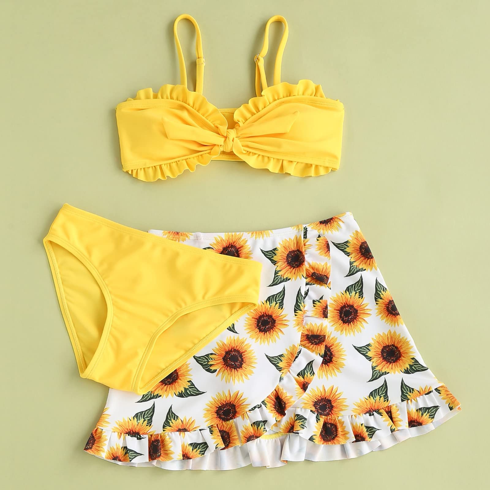 Infant Set Outfits Ruffles Bikini Swimsuit Swimwear Hollow Summer Kids Girls Girls Swimwear Swimsuit (Yellow, 11 Years)