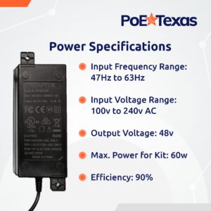 PoE Texas 8 Port PoE Injector - 10/100 Passive Power Over Ethernet 48v Power Supply - 48 Volt 60 Watt AC to DC Power Supply