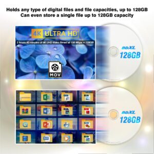 Digital 4X 128GB BDXL Quad Layer BD-R XL White Inkjet Printable Blu-ray Recordable 50 Year archival Discs - 25 Discs