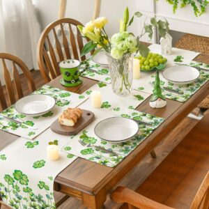 Artoid Mode Clover Shamrock St. Patrick's Day Placemats Set of 4, 12x18 Inch Seasonal Holiday Table Mats for Party Kitchen Dining Decoration