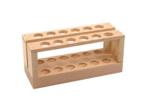 eisco wooden test tube rack - holds 12 x 15mm diameter tubes - 6" wide, 2.7" tall - economy unfinished hardwood construction labs