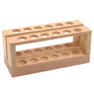 EISCO Wooden Test Tube Rack - Holds 12 x 15mm Diameter Tubes - 6" Wide, 2.7" Tall - Economy Unfinished Hardwood Construction Labs