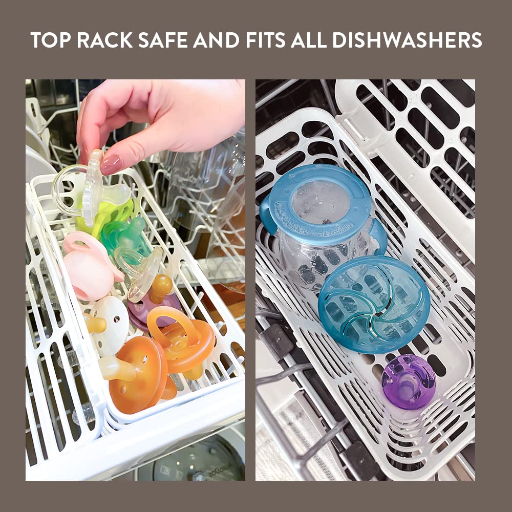 Prince Lionheart Made in USA High Capacity Dishwasher Basket for Toddler Items - Storage Basket For Toddler Bottle Parts and Accessories, 100% Recycled BPA Free Plastic Dishwasher Basket (2pcs）