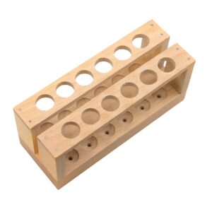 EISCO Wooden Test Tube Rack - Holds 12 x 15mm Diameter Tubes - 6" Wide, 2.7" Tall - Economy Unfinished Hardwood Construction Labs