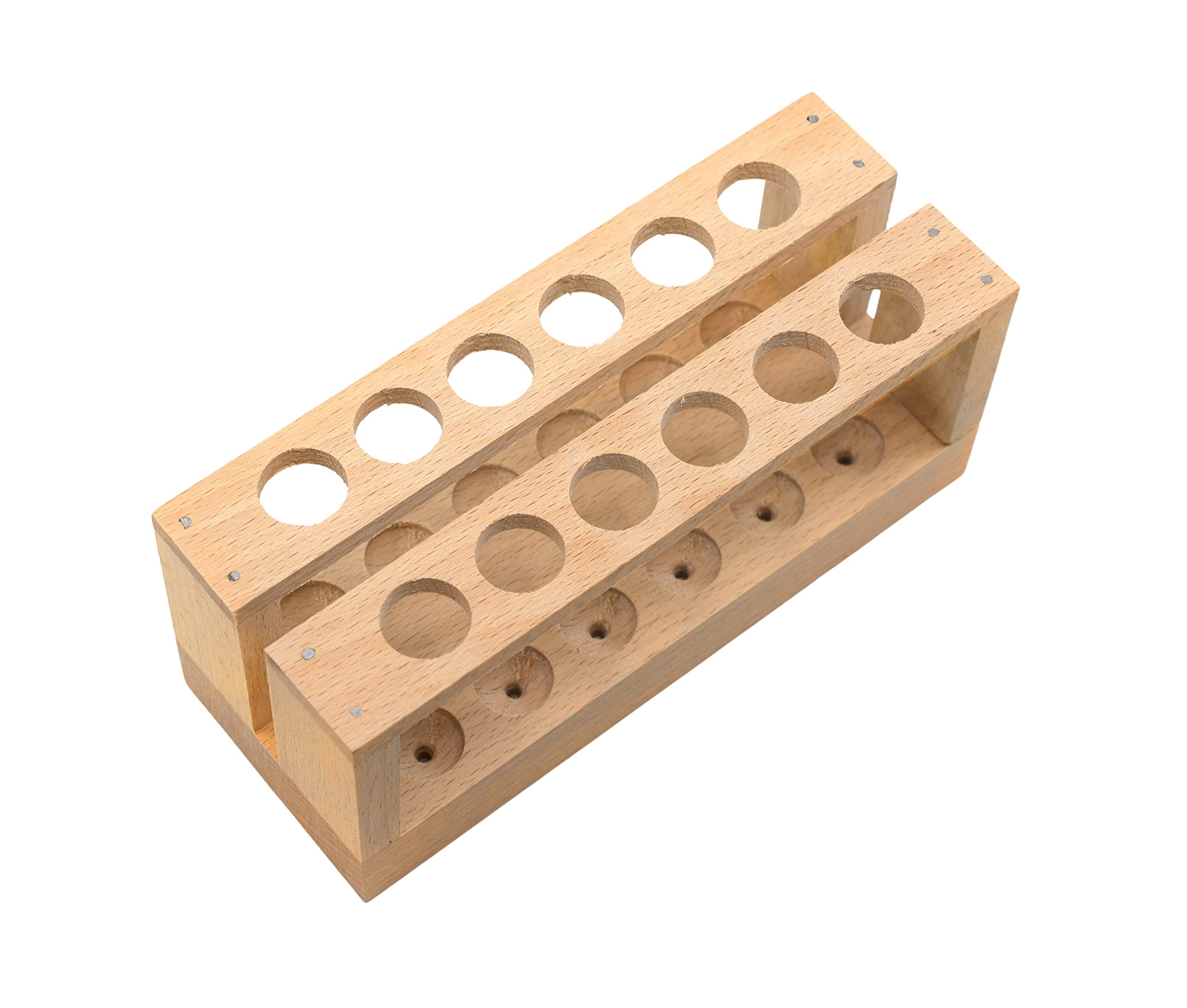 EISCO Wooden Test Tube Rack - Holds 12 x 15mm Diameter Tubes - 6" Wide, 2.7" Tall - Economy Unfinished Hardwood Construction Labs