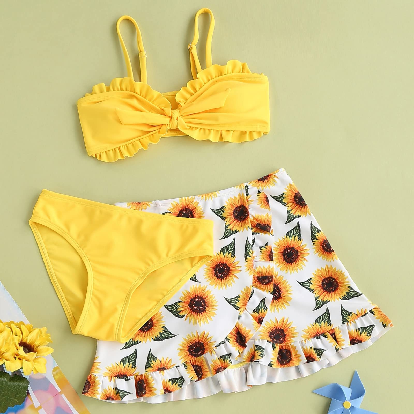 Infant Set Outfits Ruffles Bikini Swimsuit Swimwear Hollow Summer Kids Girls Girls Swimwear Swimsuit (Yellow, 11 Years)