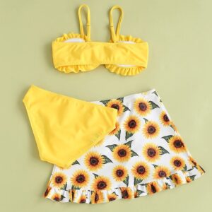 Infant Set Outfits Ruffles Bikini Swimsuit Swimwear Hollow Summer Kids Girls Girls Swimwear Swimsuit (Yellow, 11 Years)