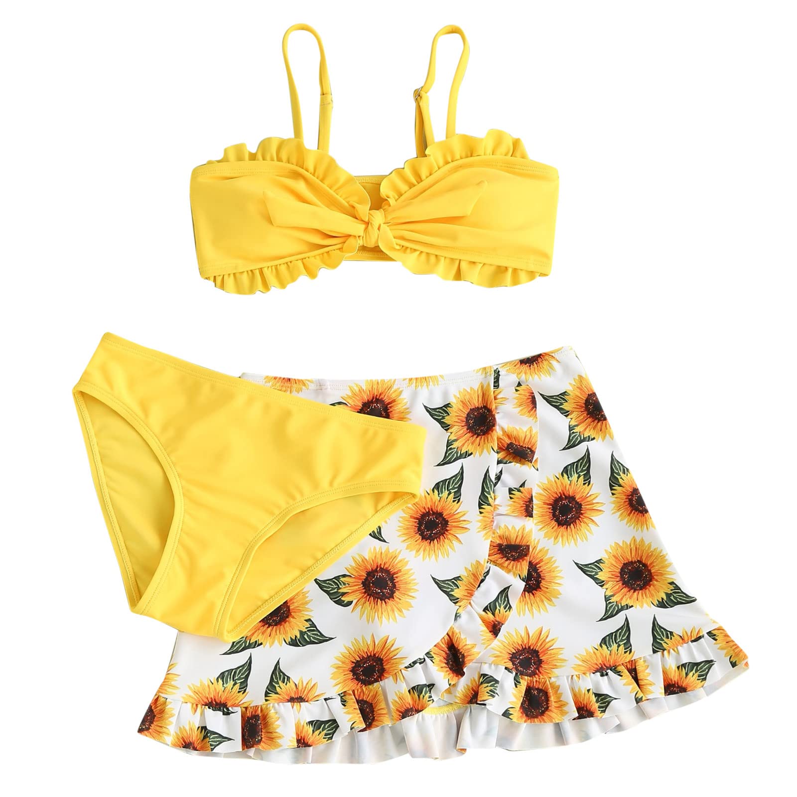 Infant Set Outfits Ruffles Bikini Swimsuit Swimwear Hollow Summer Kids Girls Girls Swimwear Swimsuit (Yellow, 11 Years)