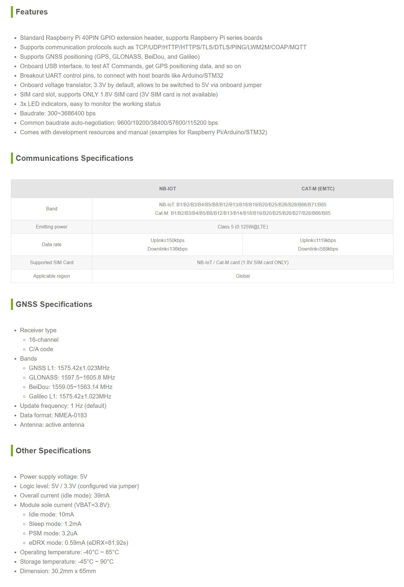 NB-IoT/Cat-M(eMTC)/GNSS HAT for Raspberry Pi Based on SIM7080G Supports Protocols as TCP/UDP/HTTP/HTTPS/TLS/DTLS/PING/LWM2M/COAP/MQTT Globally Applicable