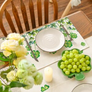 Artoid Mode Clover Shamrock St. Patrick's Day Placemats Set of 4, 12x18 Inch Seasonal Holiday Table Mats for Party Kitchen Dining Decoration