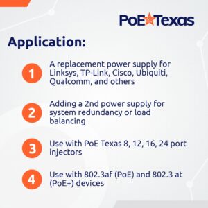 PoE Texas 8 Port PoE Injector - 10/100 Passive Power Over Ethernet 48v Power Supply - 48 Volt 60 Watt AC to DC Power Supply