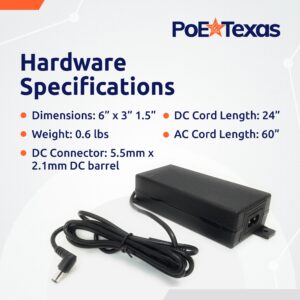 PoE Texas 8 Port PoE Injector - 10/100 Passive Power Over Ethernet 48v Power Supply - 48 Volt 60 Watt AC to DC Power Supply