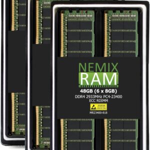 NEMIX RAM 48GB (6X8GB) DDR4 2933MHZ PC4-23400 1Rx8 1.2V 288-PIN ECC RDIMM Registered Server Memory KIT