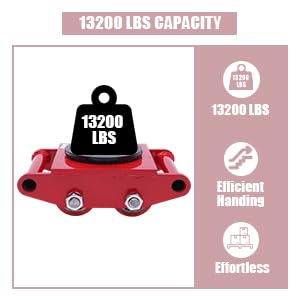 6T Machinery Mover Heavy Duty Machinery Skate Dolly with 360° Rotation Cap and 4 Rollers Industrial Moving Rotating Skates Equipment for Transport of Heavy Machinery and Household Furniture (Red)