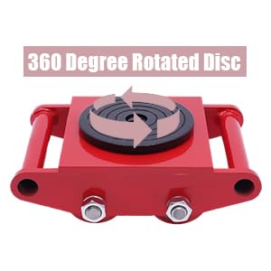 6T Machinery Mover Heavy Duty Machinery Skate Dolly with 360° Rotation Cap and 4 Rollers Industrial Moving Rotating Skates Equipment for Transport of Heavy Machinery and Household Furniture (Red)