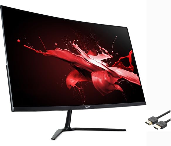 acer 31.5" Curved FHD 1920 x 1080 Gaming Monitor with AMD Freesync Technology, 75Hz Refresh Rate, 1ms VRB Response, with MTC HDMI Cable