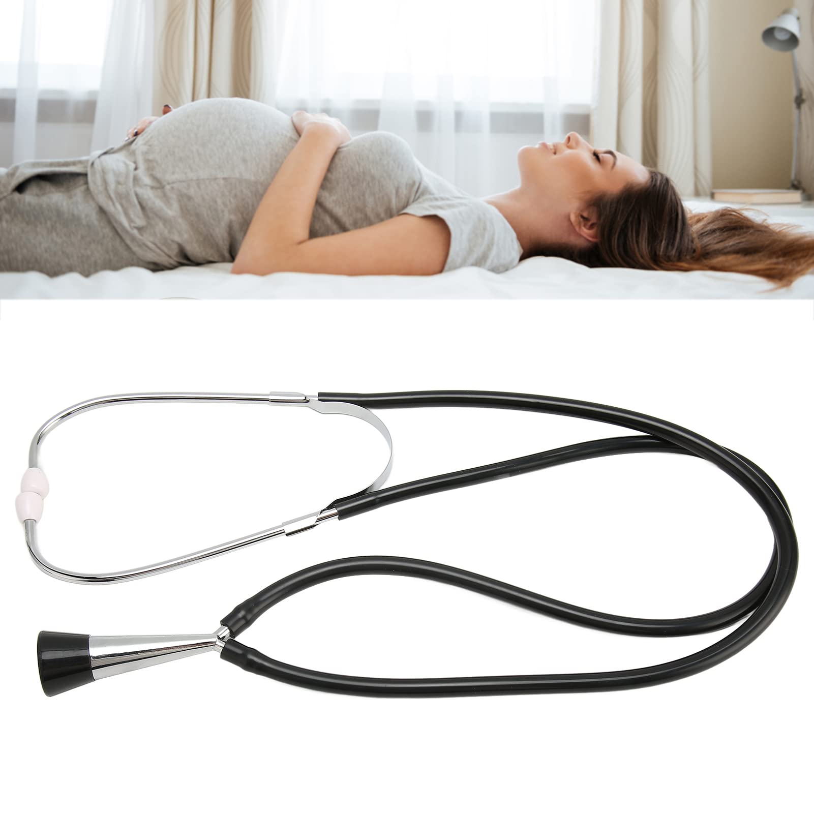 Fetal Stethoscope, Stethoscope Cardiology, Monitoring Aluminum Alloy Soft Fetal Heart Stethoscope Black for Pregnant