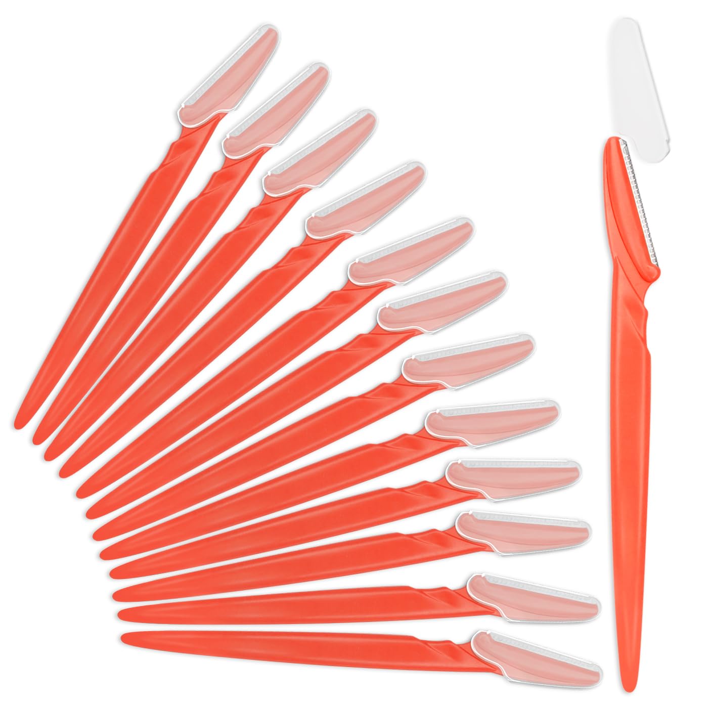 Eyebrow Razor for Women, 24 Pcs Dermaplaning Tool for Face Professional, Face Razor for Women Facial Hair Remover (Neon Orange)