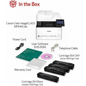 Canon imageCLASS MF644Cdw All-In-One Wireless Color Laser Printer, White - Print Scan Copy Fax - 5" Touch Panel, 22 ppm, 600 dpi, 8.5" x 14", Auto 2-Sided Printing, 50-sheet ADF, Tillsiy Printer Cable