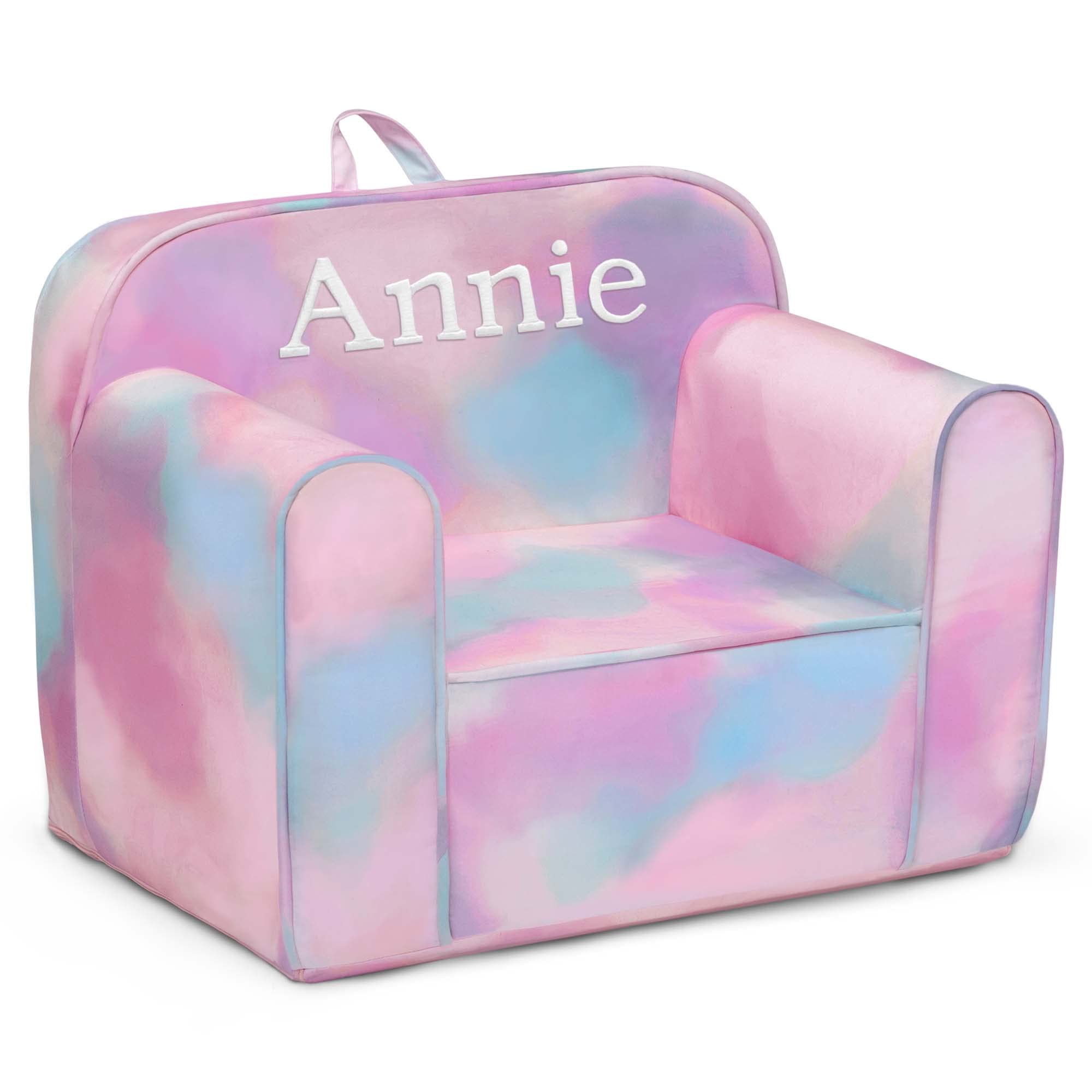 Delta Children Personalized Cozee Chair – Customize with Name – Foam Kids Chair for Ages 18 Months and Up, Tie Dye