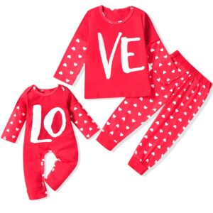 aalizzwell valentines day matching outfits for sibling baby brothers sisters boys girls love heart romper 3-6 months