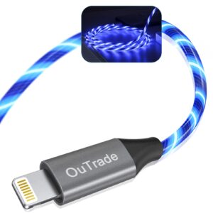 led iphone charger cord light up lightning cable | mfi certified apple charger | cool usb fast charging for iphone 12 11 pro max xr x se 8 plus, ipad ipod and more (blue, 6ft)