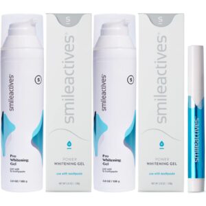 smileactives his and hers teeth whitening kit - large 3.8oz teeth whitening gel for toothpaste (pack of 2) + vanilla mint whitening tooth paint pen - for a bright white smile in days!