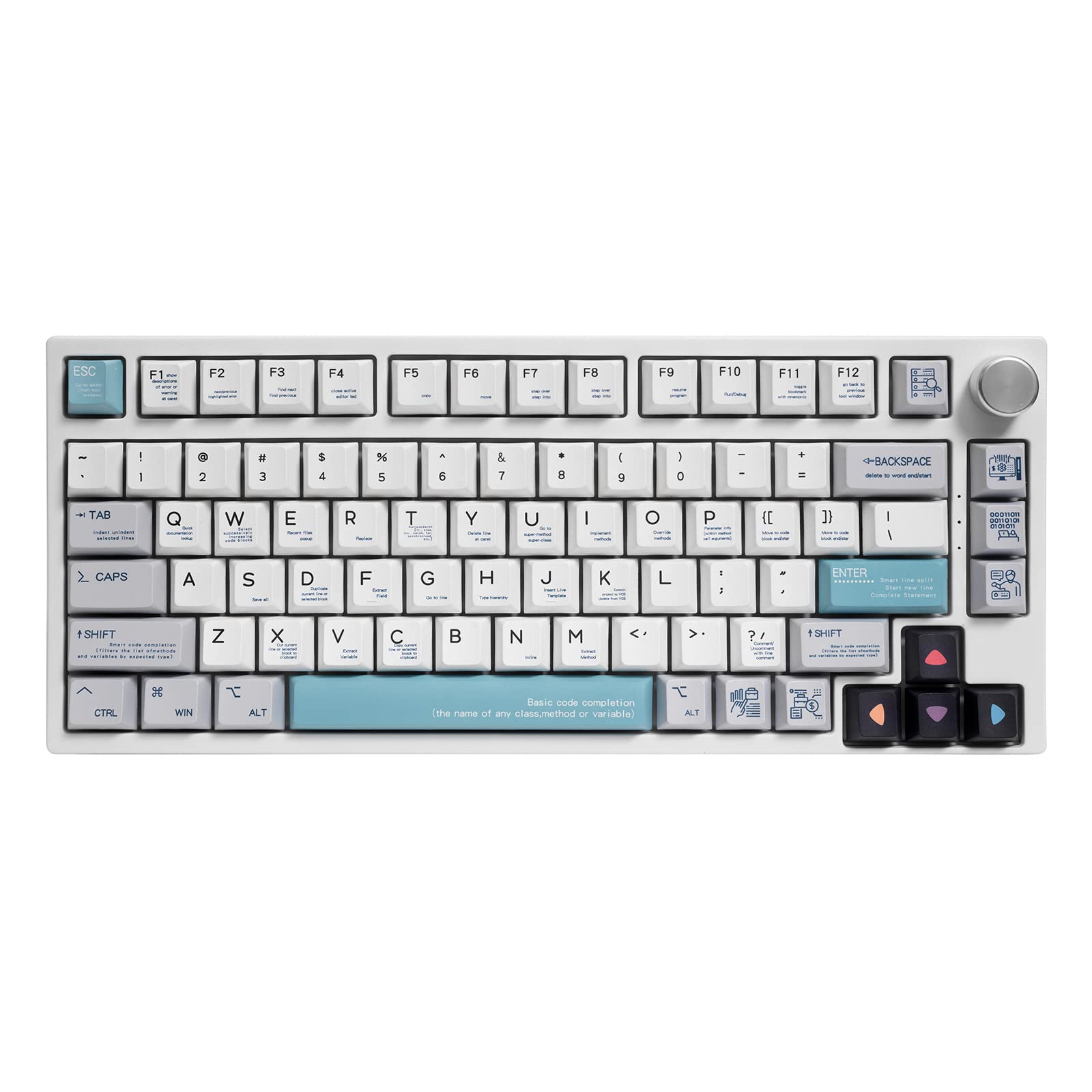 GK GAMAKAY TK75 75% Mechanical Keyboard with Knob Control, Hot Swap RGB Bluetooth 5.0/2.4GHz Wireless/USB-C Wired PBT Cherry Profile Keycaps Gaming Keyboard for Windows Mac (Gateron Red Switch)