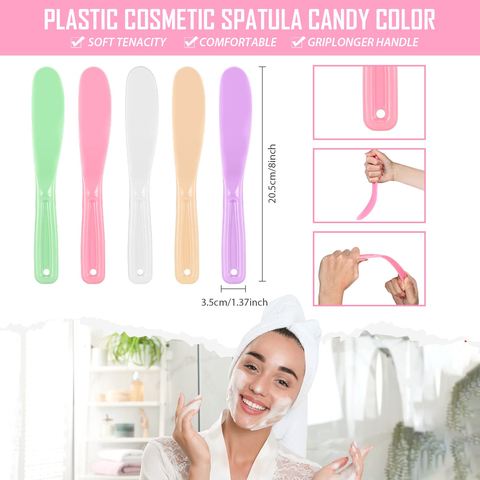 10 Pcs Plastic Cosmetic Spatula Jelly Mask Spatula Skincare Lotion Disposable Spatulas for Facials Face Mask Applicator Makeup Scoop for Facial Tools (Colorful)