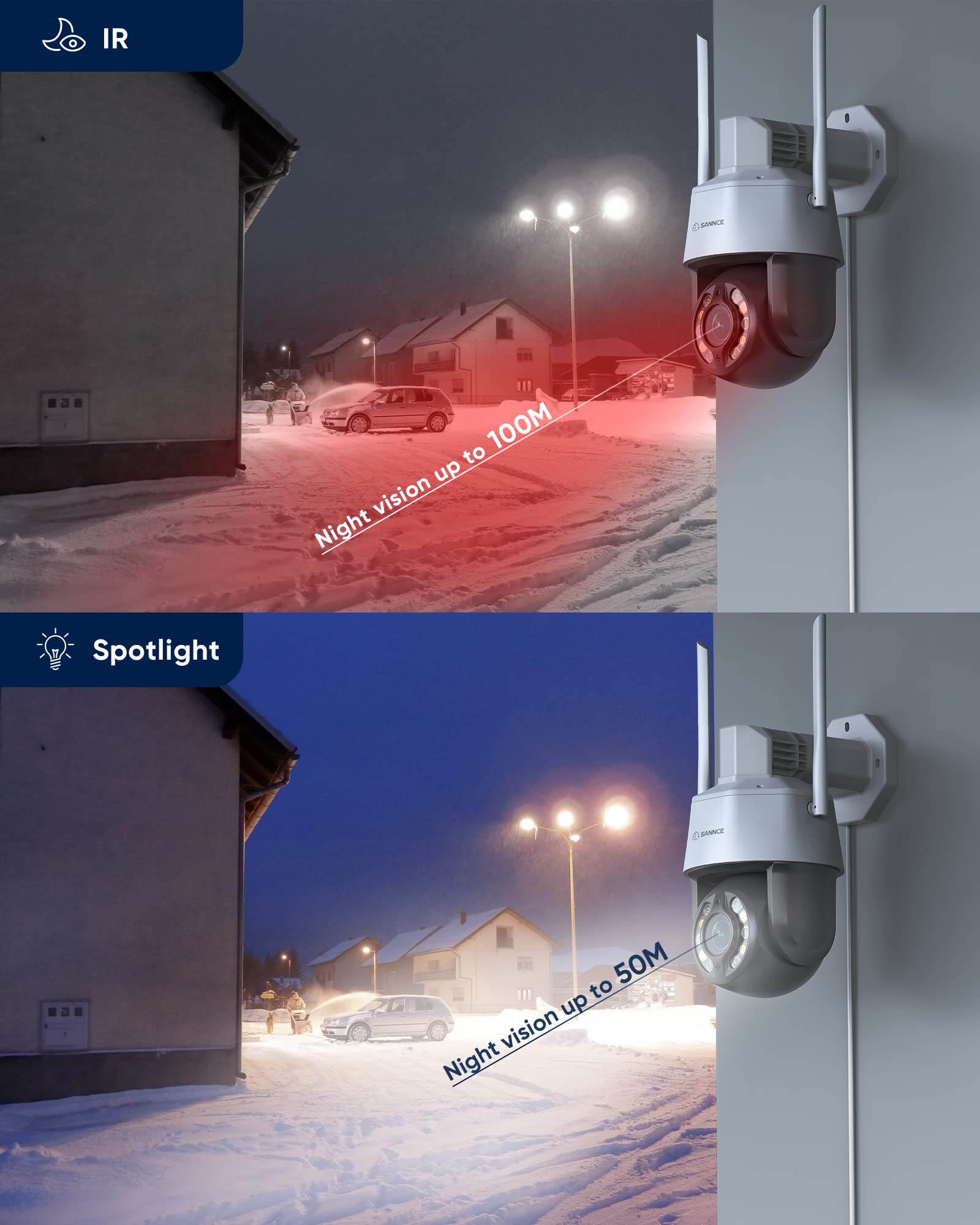 SANNCE 5MP Outdoor IP Security Camera, PTZ WiFi Outdoor Camera, 20X Optical Zoom Auto Tracking Home Surveillance Camera, Motion Detection Color Night Vision 2-Way Audio IP66 Sound & Light Alarm