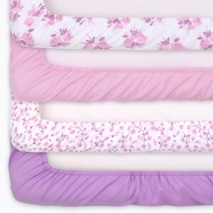 The Peanutshell Pink Woodland Floral Fitted Crib Sheet Set for Baby Girls (Floral)