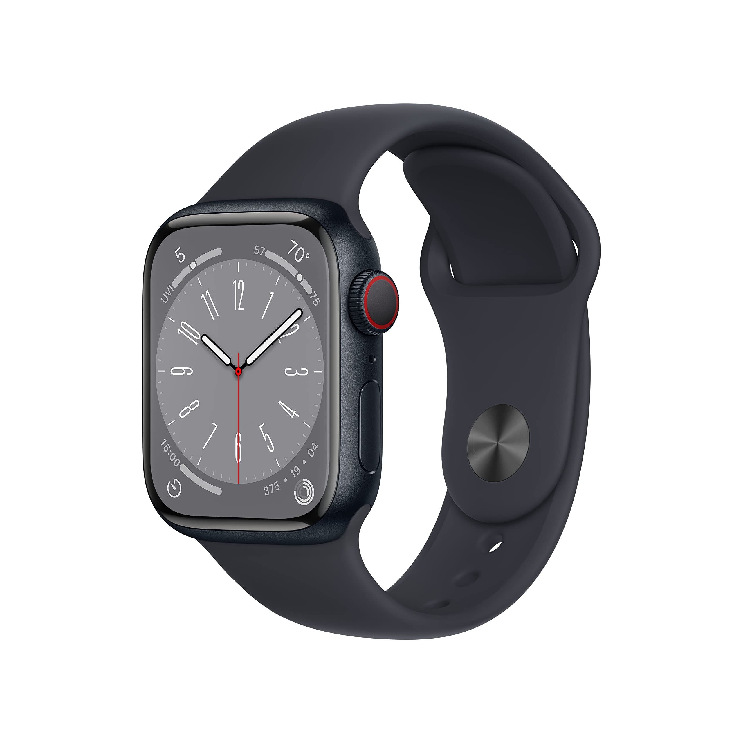 Apple Watch Series 8 [GPS + Cellular, 41mm] - Midnight Aluminum Case with Midnight Sport Band, M/L (Renewed)