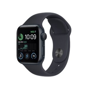 apple watch se (2nd gen) (gps, 40mm) - midnight aluminum case with midnight sport band, s/m (renewed)